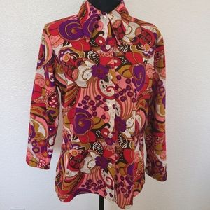 ☮ 1970s Vintage Groovy Paisley Colorful Blouse ☮